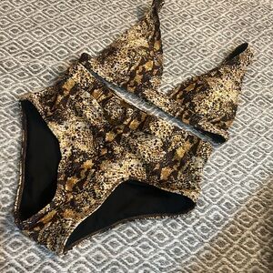 FAITHFULL
Goa belted snake-print high-rise bikini briefs + Top Set